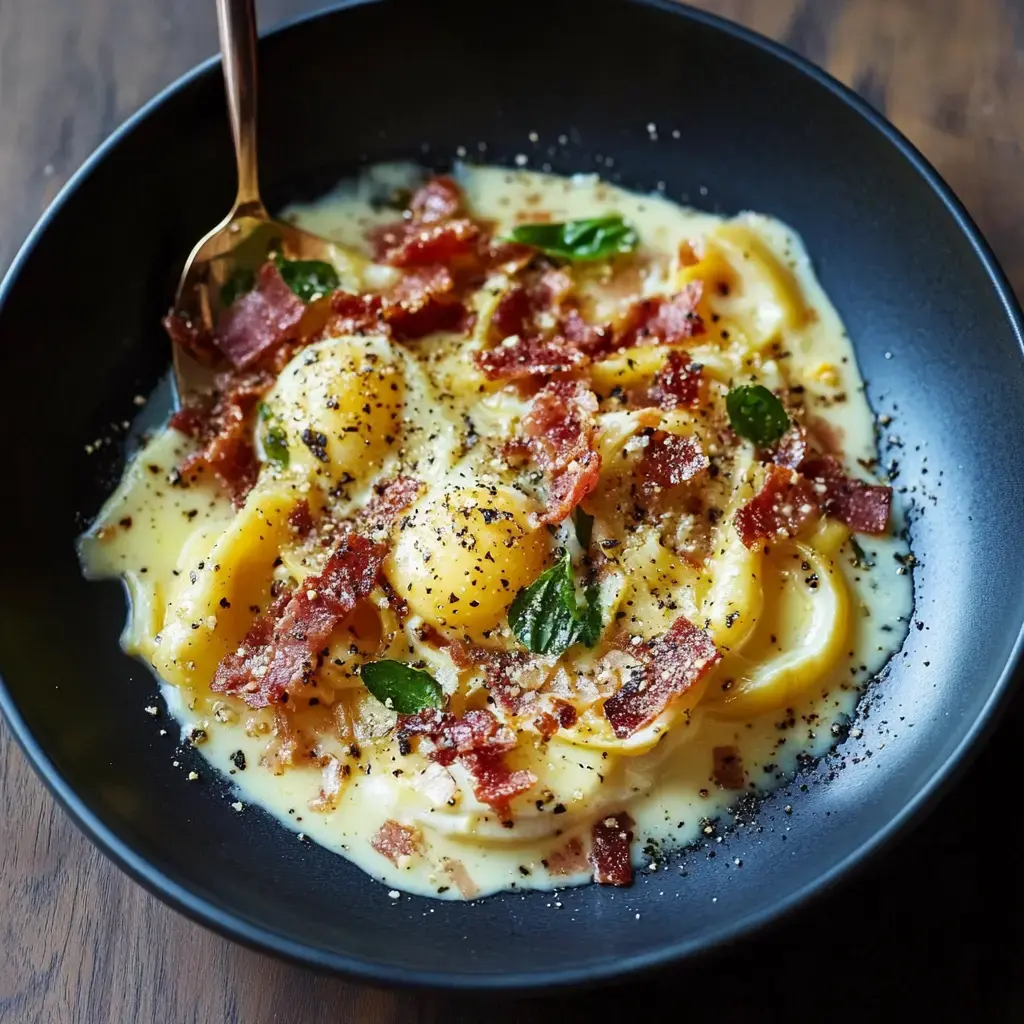 Poêlée crémeuse de poireaux avec lardons et fromage pour une carbonara revisitée.