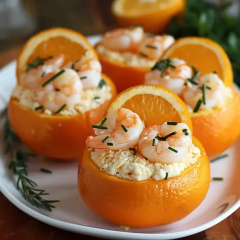 Agrumes garnis de crevettes