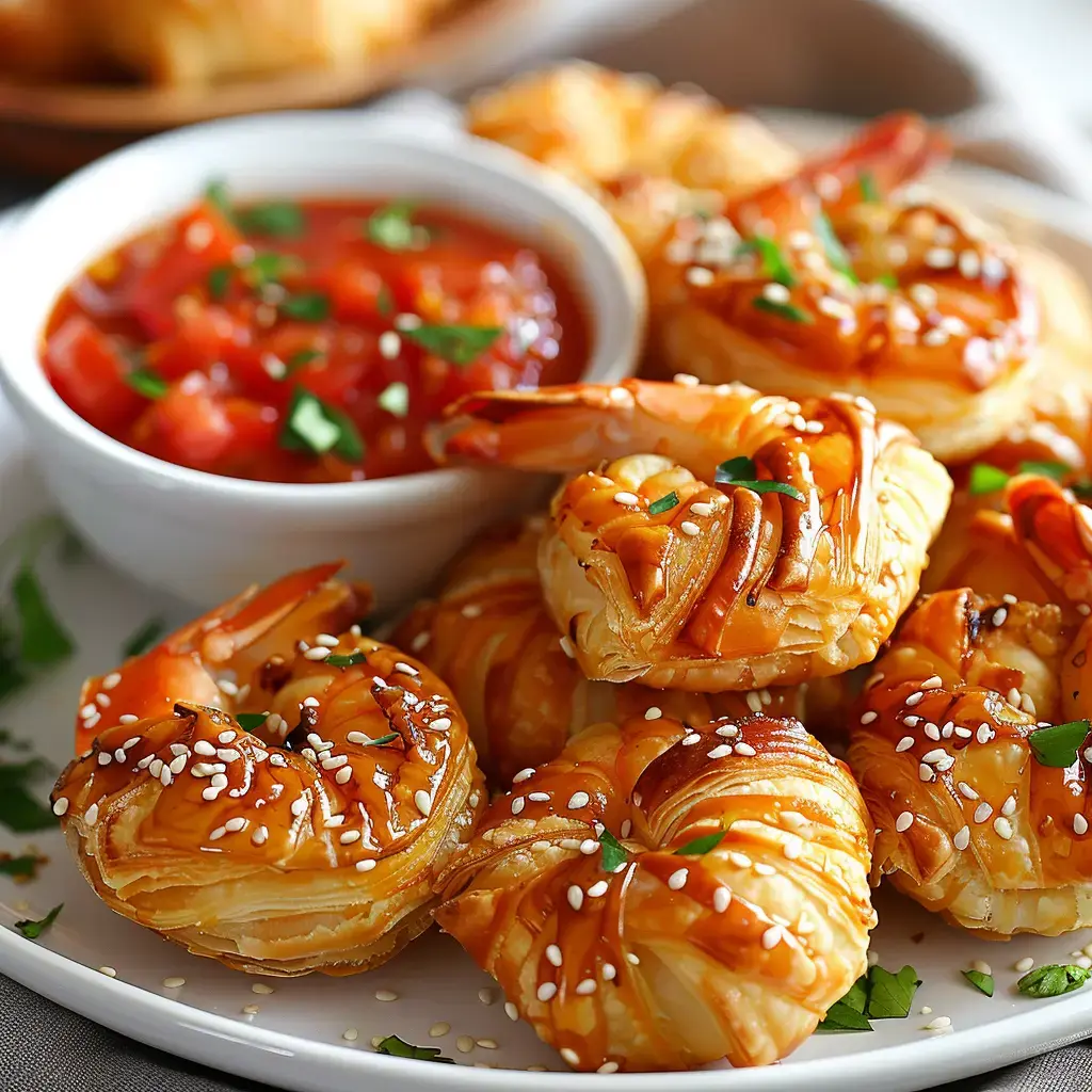 Savoureux feuilletés croustillants aux crevettes pour l'apéro