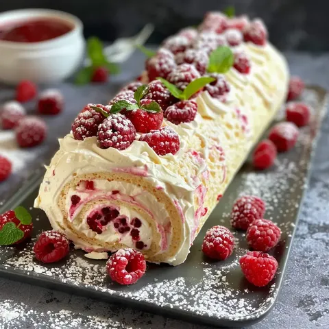 Délice roulé mascarpone et framboises