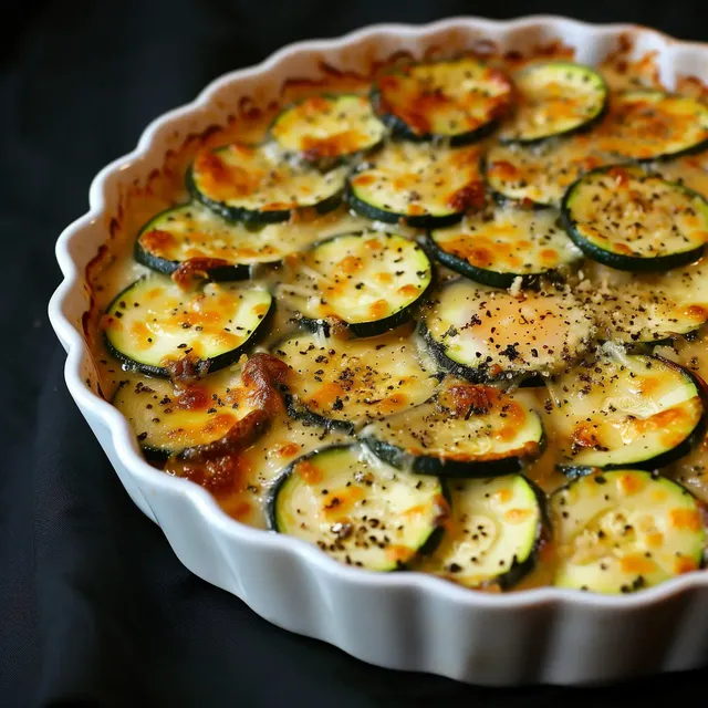Courgettes dorées au four avec du fromage gratiné et des épices.