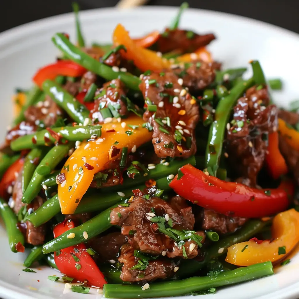 Un plat aux légumes colorés, viande tendre et touche festive, garni d'herbes fraîches.