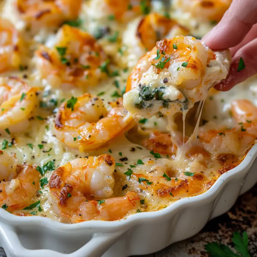 Plat chaud garni de crabe fondant, de fromage gratiné et de persil, avec une poignée visible.