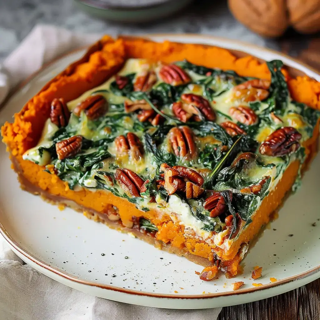 Tarte de patates douces aux épinards et noix