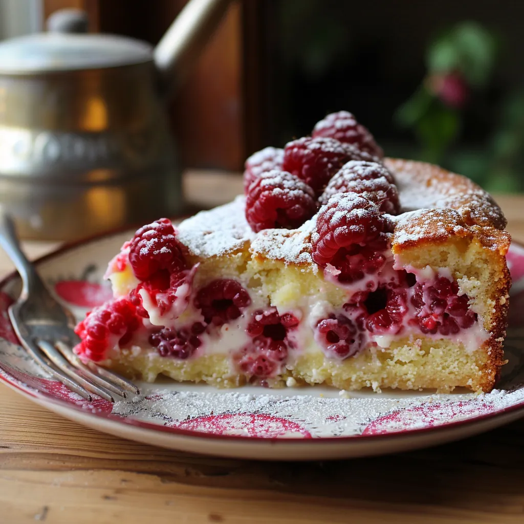 Gâteau au Yaourt aux Framboises Fait Maison
