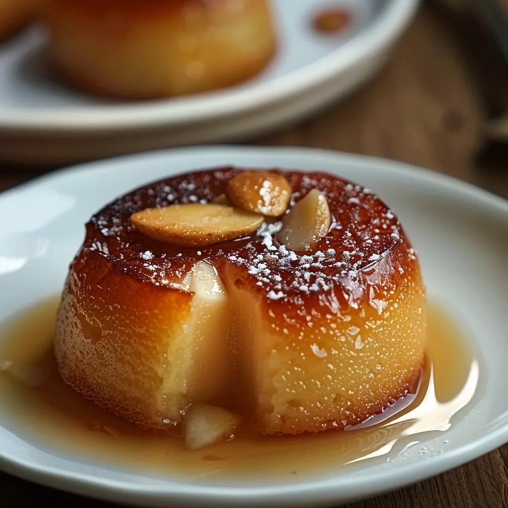 Gâteau moelleux aux amandes et compote de pommes fait maison