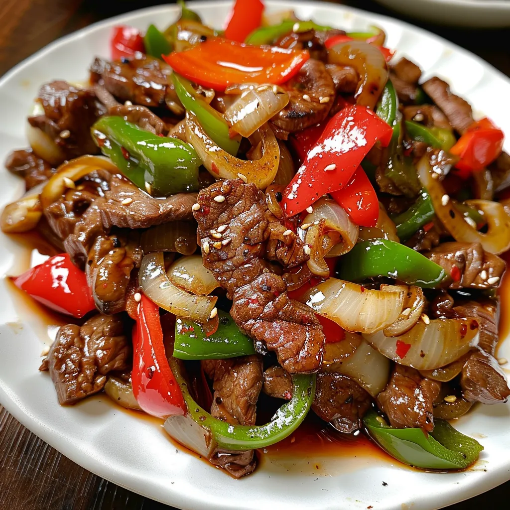 Bœuf sauté aux poivrons à la française