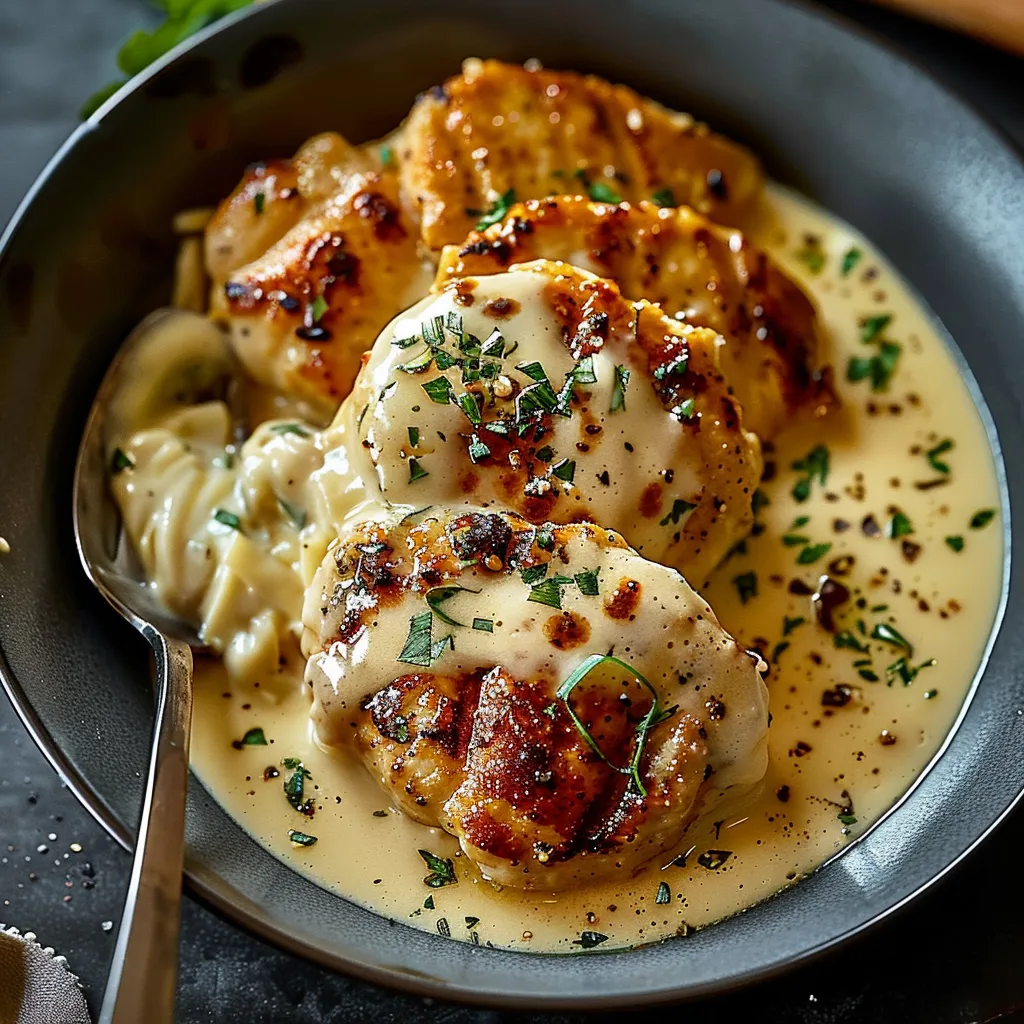 Poulet crémeux au Comté et ses champignons