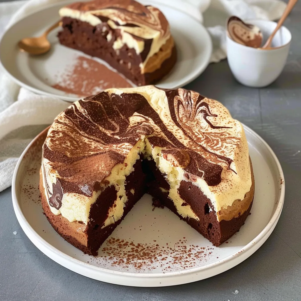 Gâteau marbré vapeur aux deux chocolats
