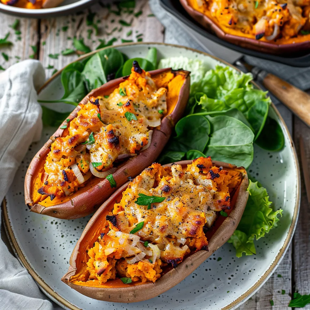 Patate douce farcie au poulet fermier | Recette maison