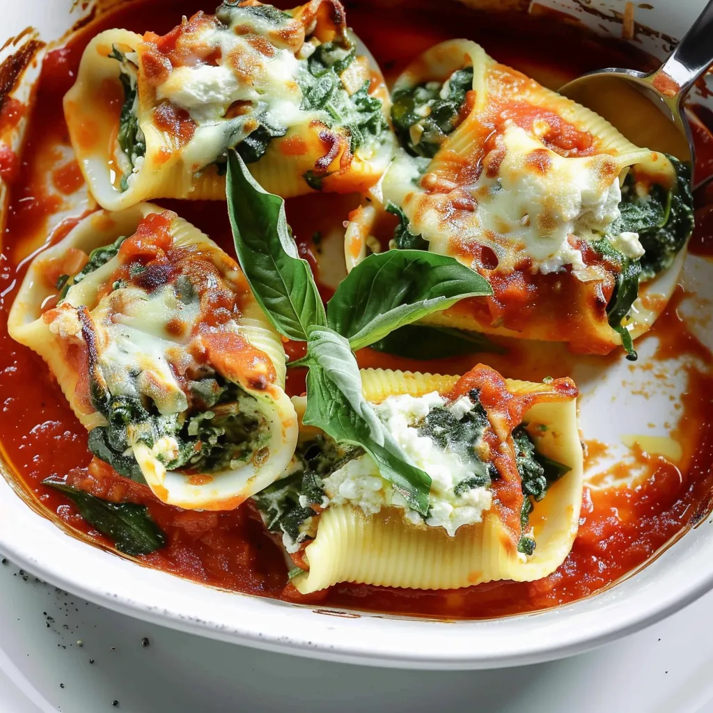 Conchiglioni farcis ricotta et épinards gratinés