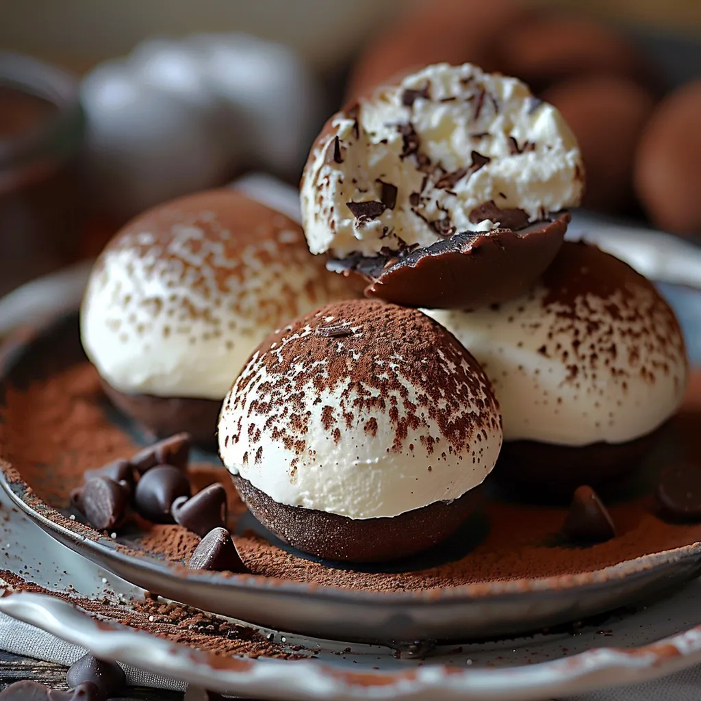 Truffes tiramisu décadentes enrobées de cacao, parfaites pour les amateurs de café et de chocolat.