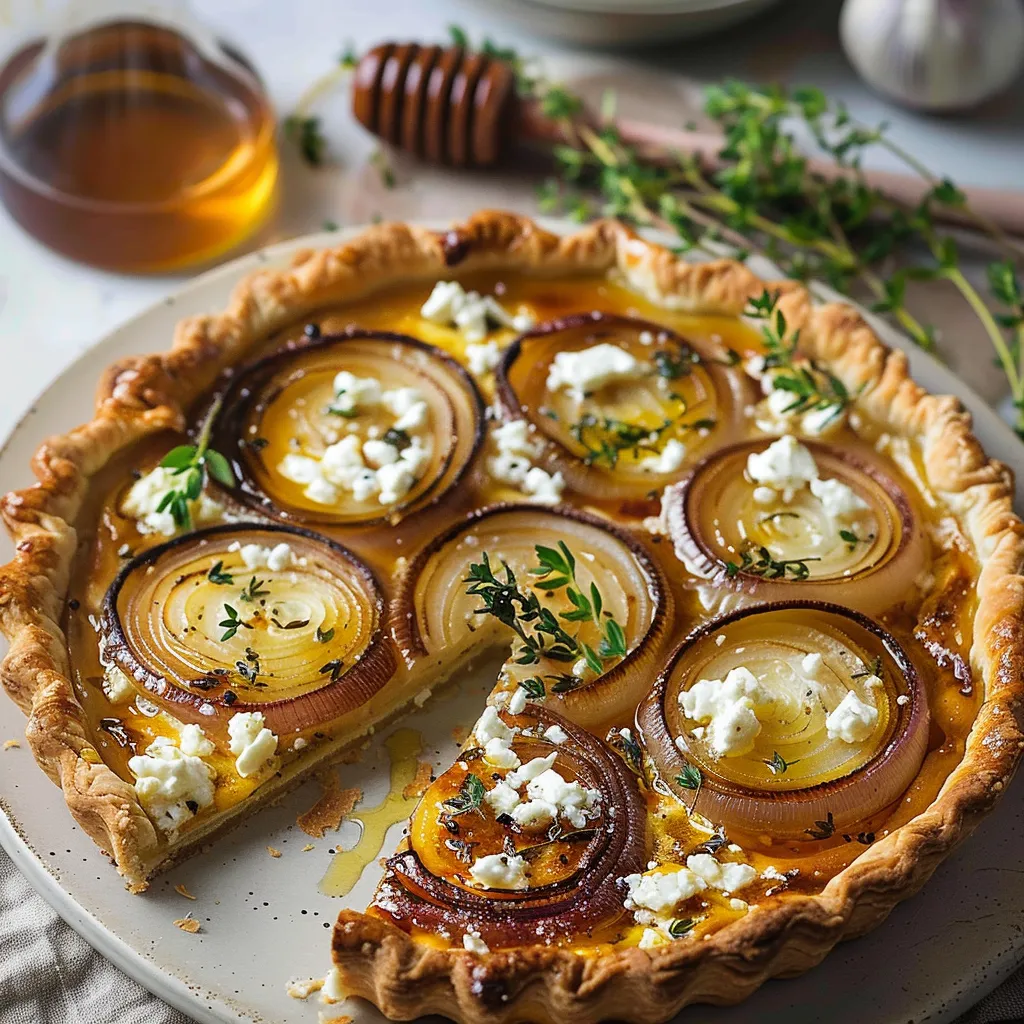Tarte aux Oignons, Chèvre et Miel