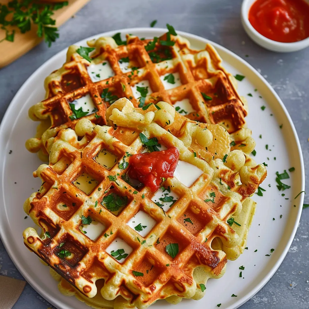 Gaufres Salées aux Légumes et Mozzarella