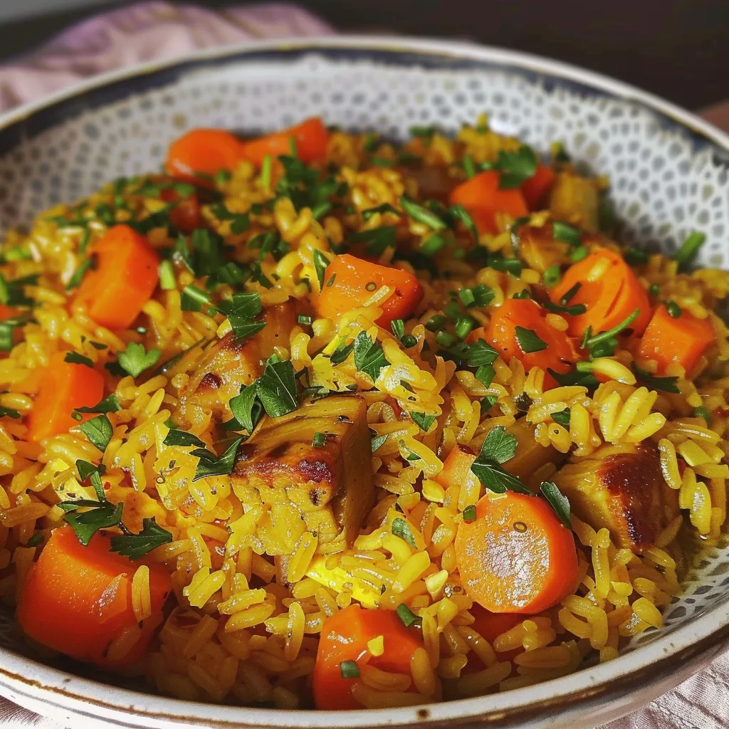 Riz au curry et légumes frais