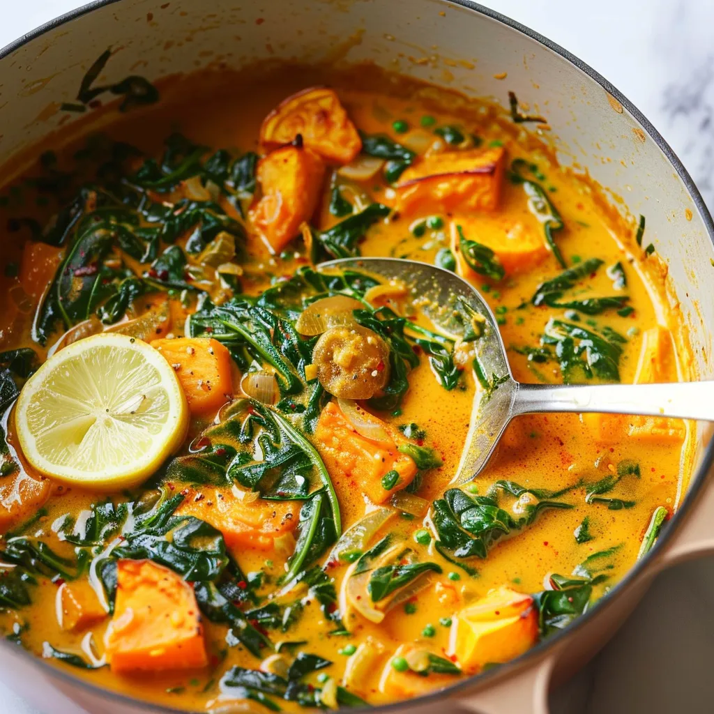Plat doux d'épinards au curcuma