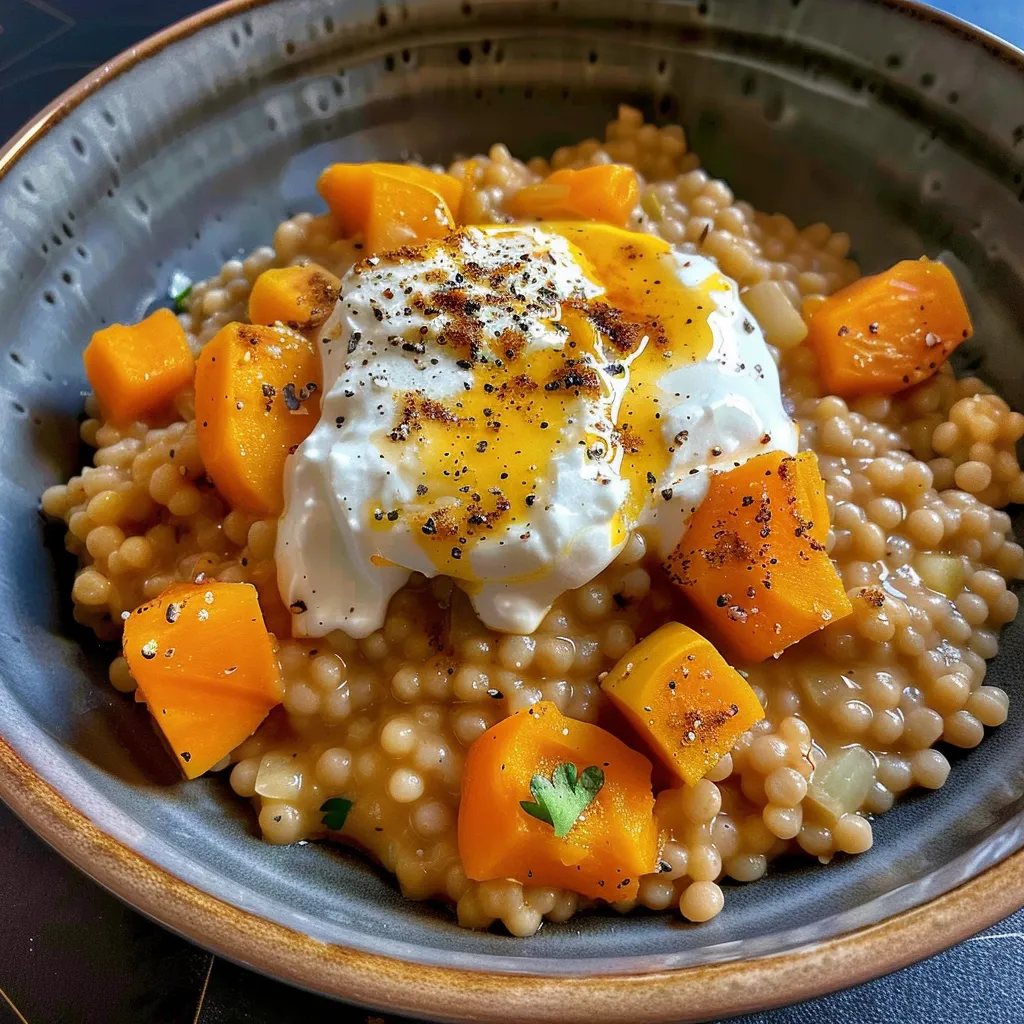Recette de Risotto de Couscous, Butternut et Burrata