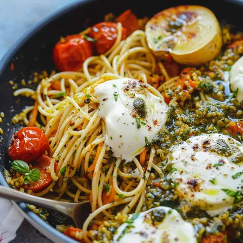 Burrata avec Pesto et Tomates Rôties