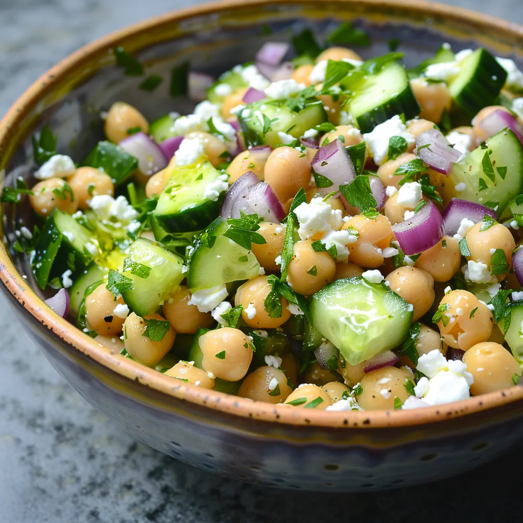 Salade de Pois Chiches, Concombre et Feta facile à faire