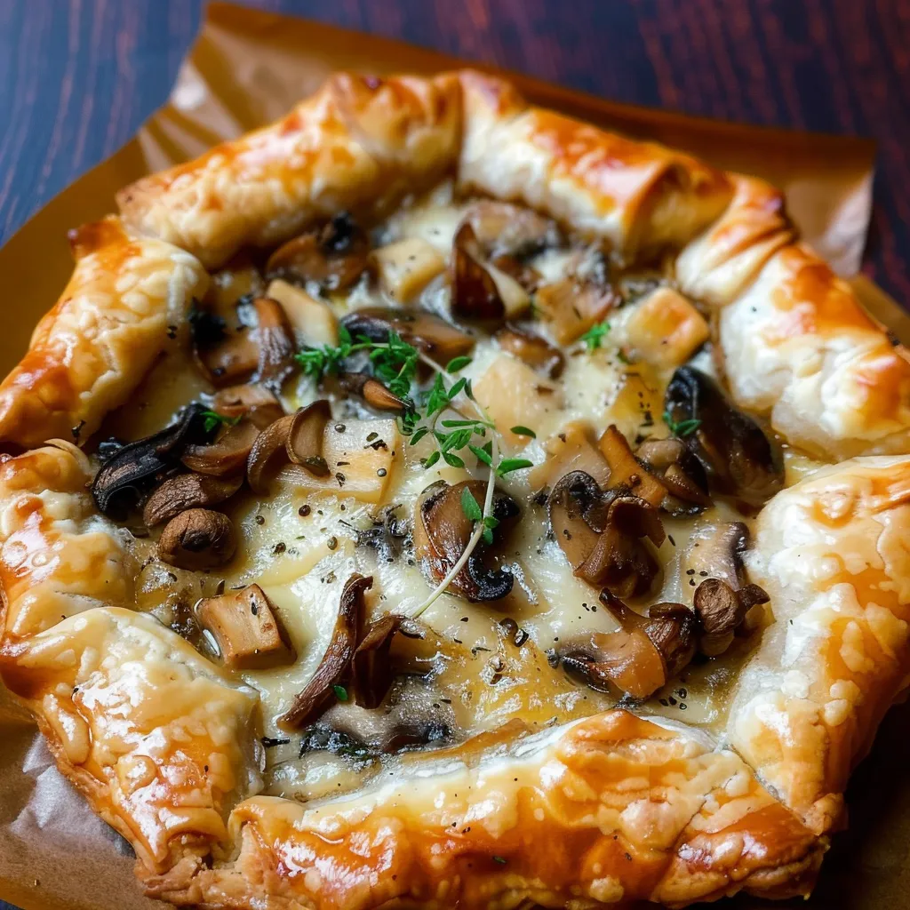Tarte mozzarella et champignons croustillante