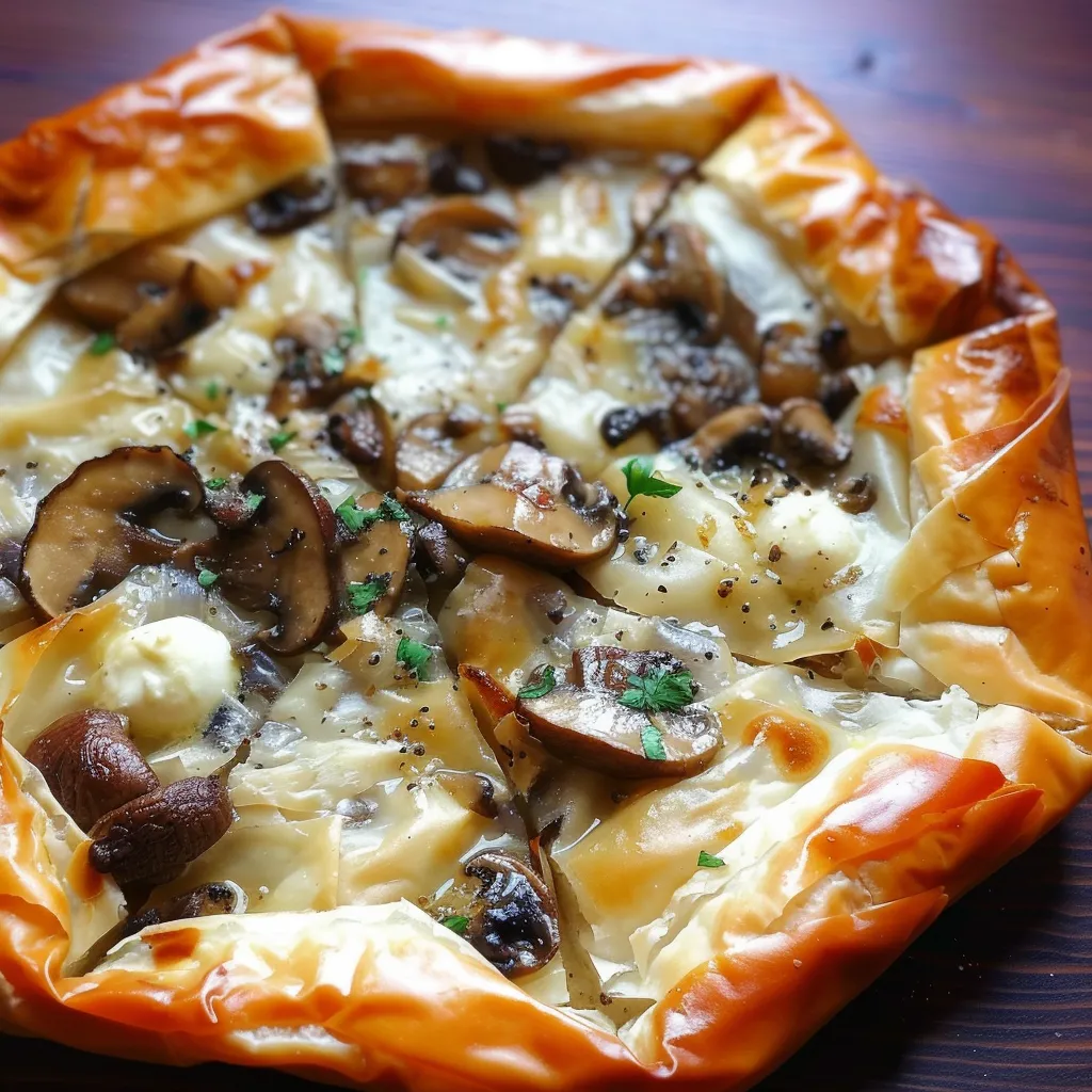 Tarte Croustillante à la Mozzarella et Champignons facile