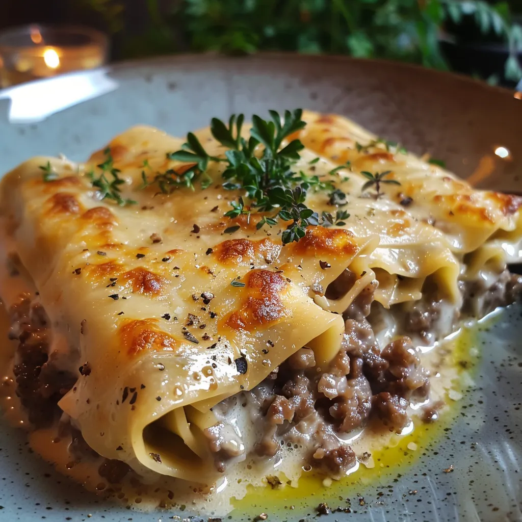 Cannellonis Farcis à la Viande et Gratin de Fromage