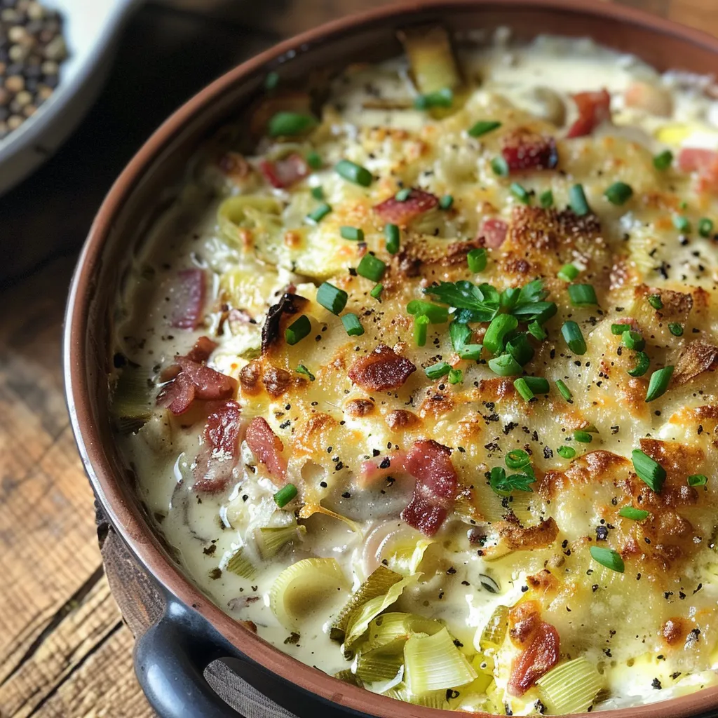 Crozets fondants aux poireaux et comté doré