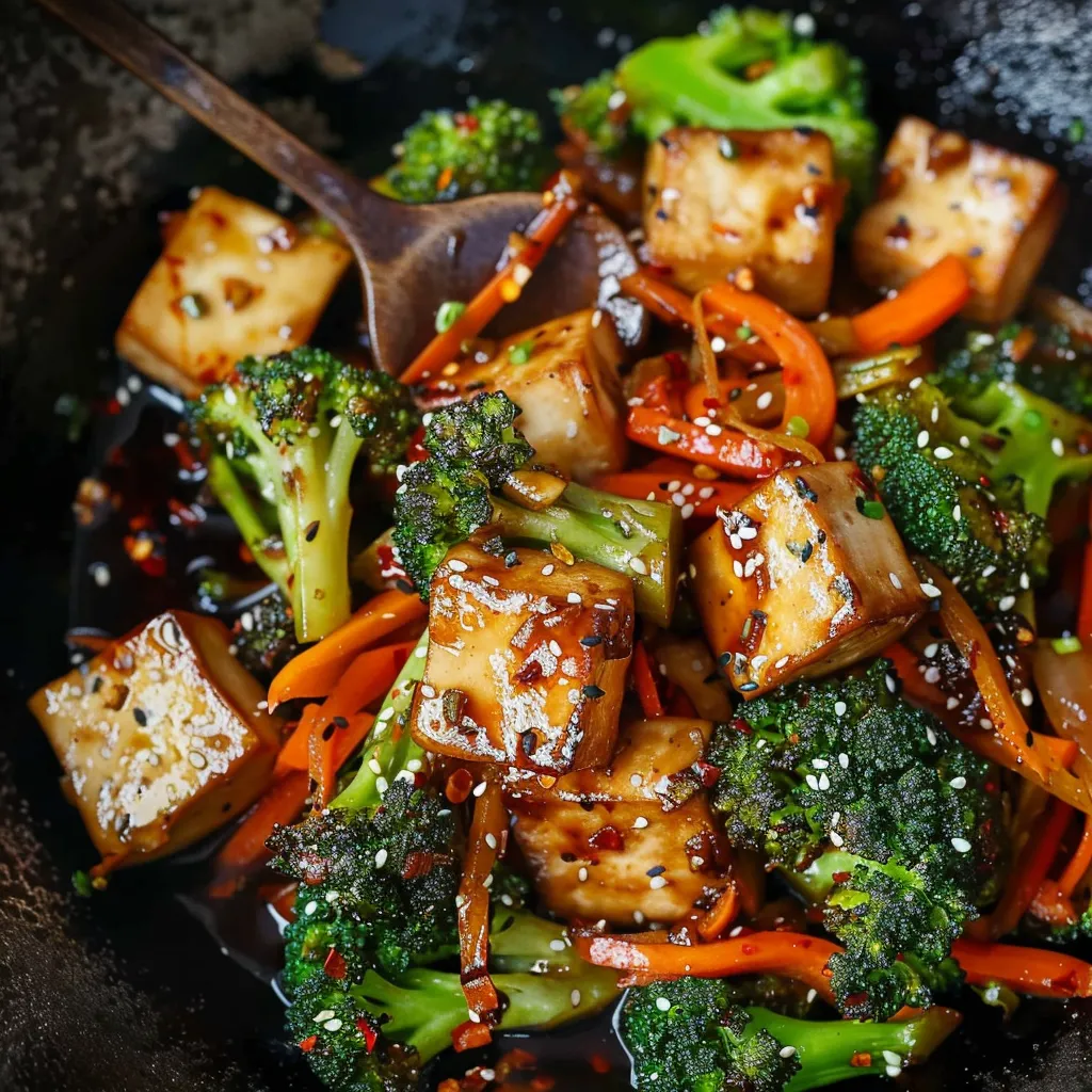 Wok de brocoli et tofu style mongol - Recette végétarienne