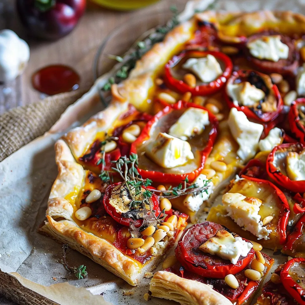 Tarte aux poivrons grillés et chèvre - Recette savoureuse