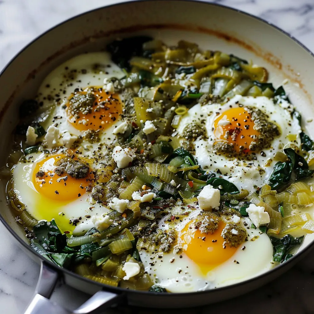 Œufs mijotés aux poireaux et zaatar