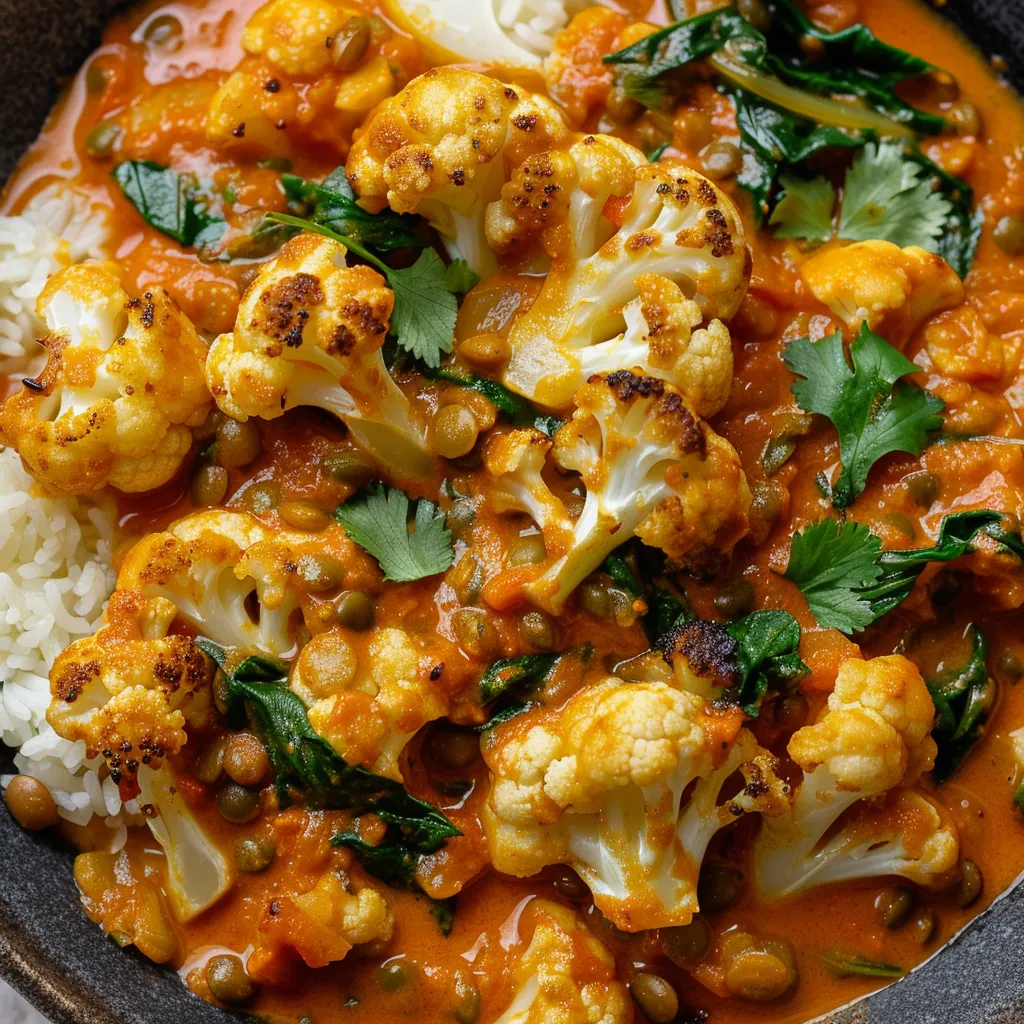 Curry parfumé au Chou-Fleur et Lentilles