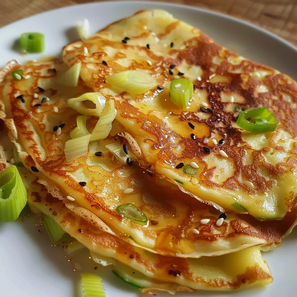Délicieuses crêpes coréennes aux poireaux