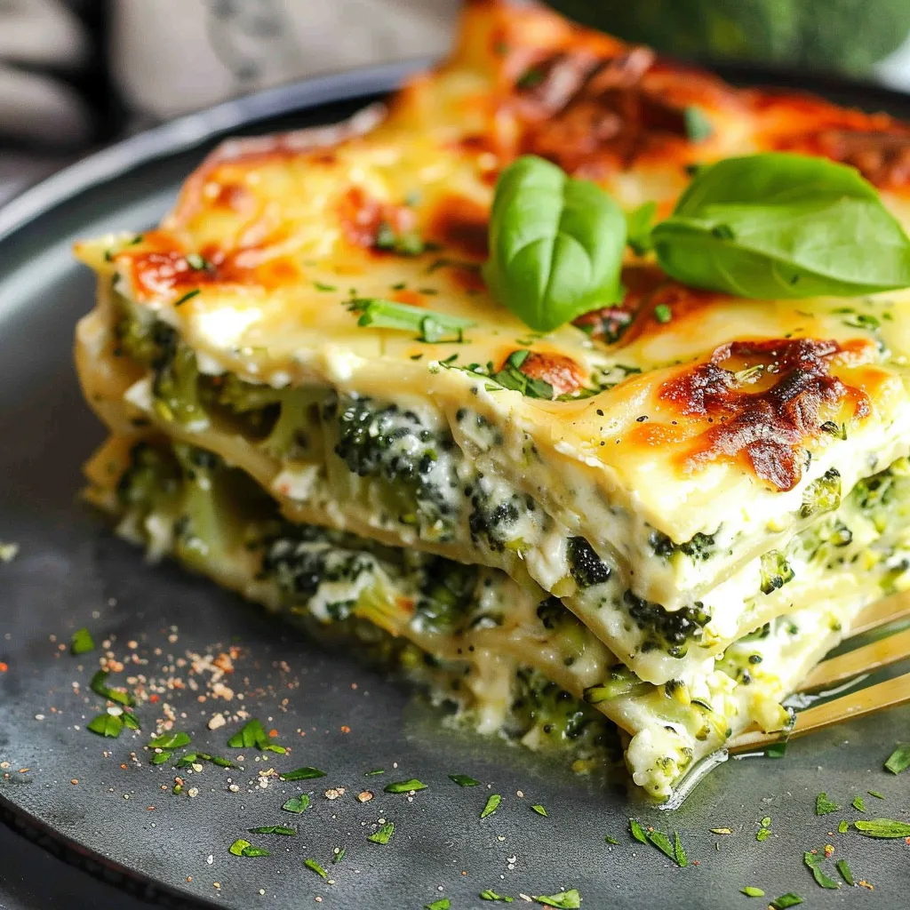 Plat de lasagnes aux légumes et brocoli