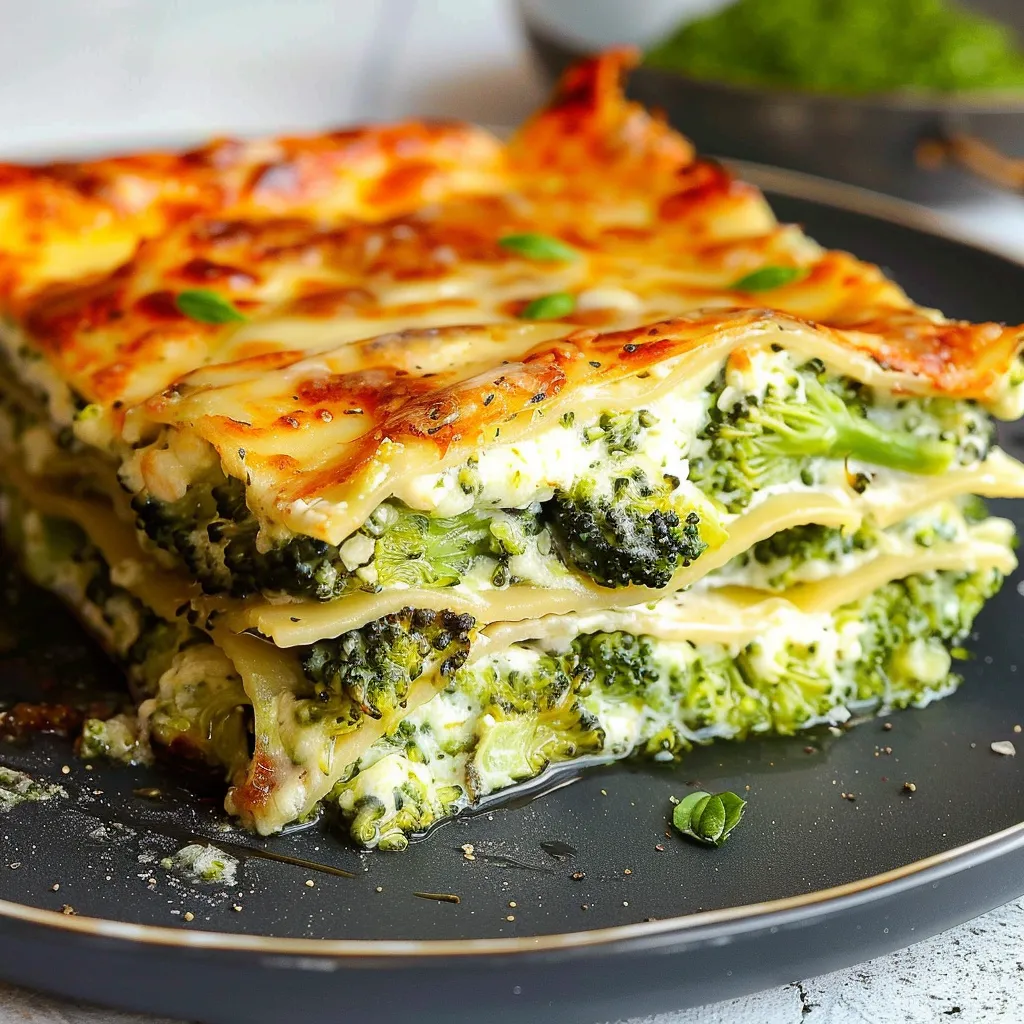 Lasagnes végétariennes au brocoli et basilic maison