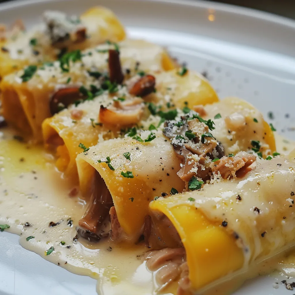 Délicieux Cannelloni au Confit de Canard et Purée de Potimarron