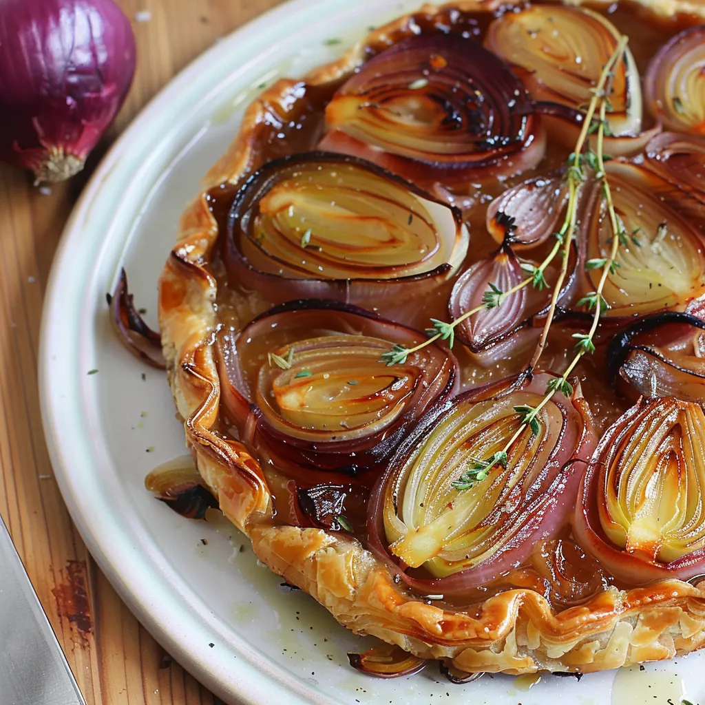 Tarte tatin oignons rouges et fenouil caramélisés
