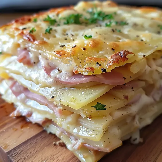 Plat de lasagnes garnies de pommes de terre