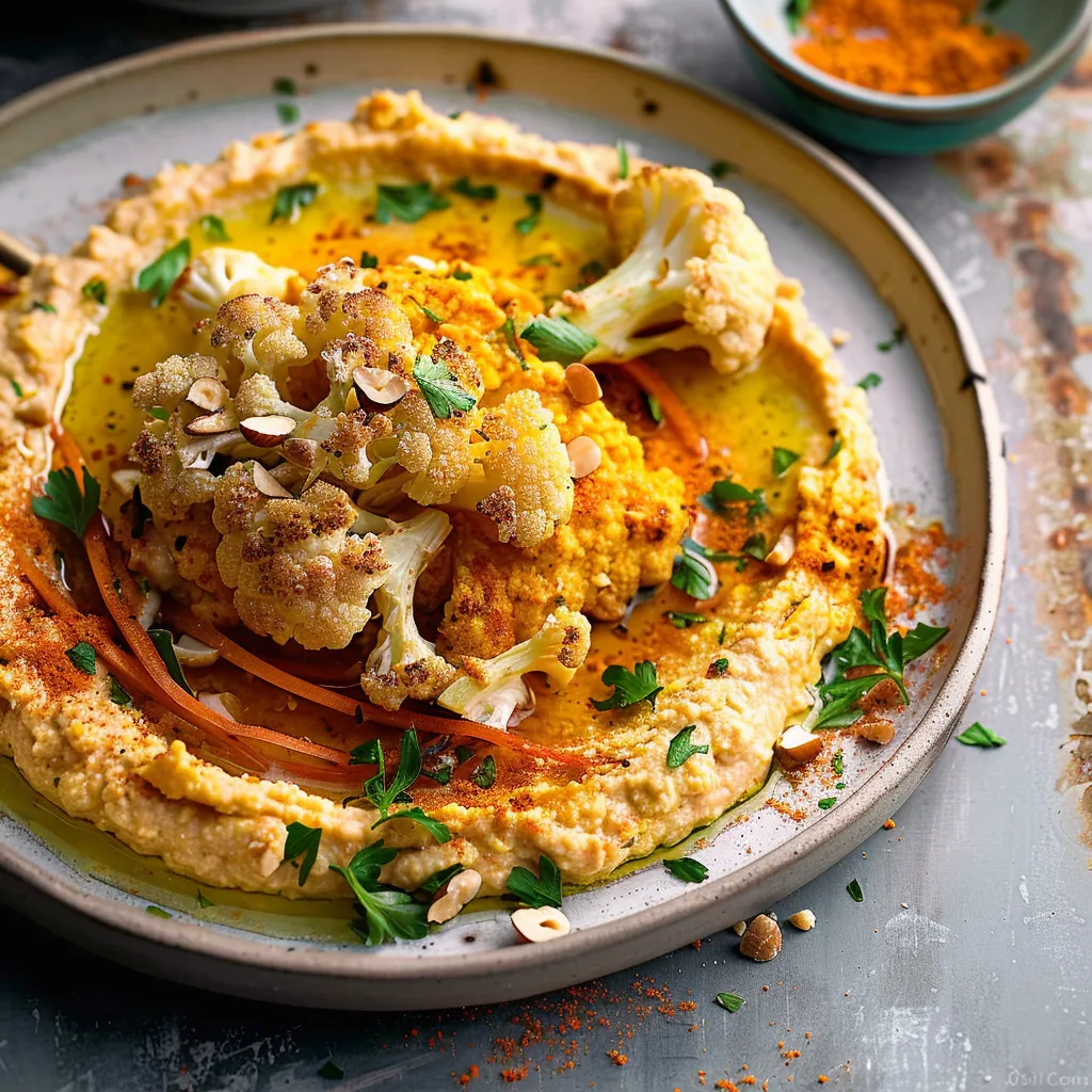 Recette facile : Chou-fleur rôti et houmous de carottes