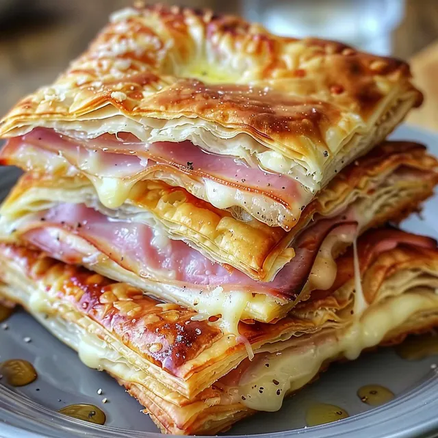 Petit Feuilleté Doré au Jambon et Fromage