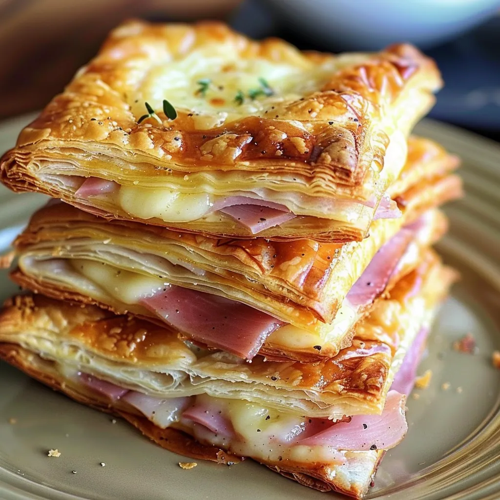 Recette de Feuilletés Jambon Fromage facile