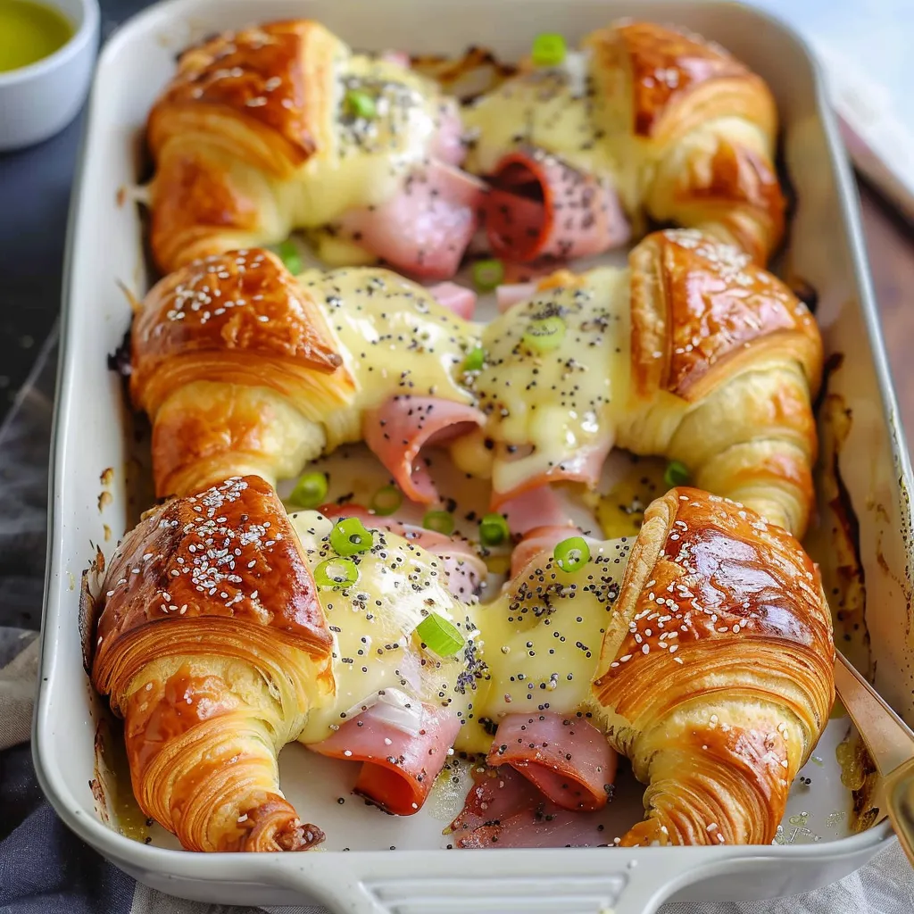 Croissants savoureux au jambon et fromage