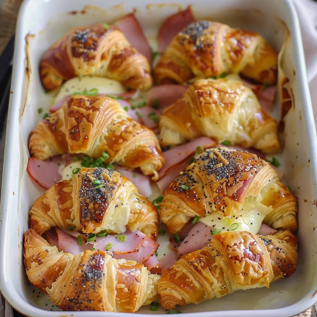 Recette de Croissants Jambon Fromage facile