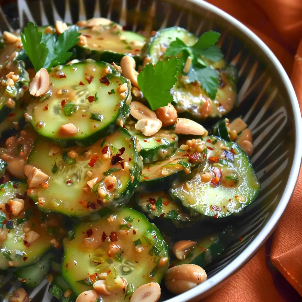 Salade de concombres avec sauce aux cacahuètes