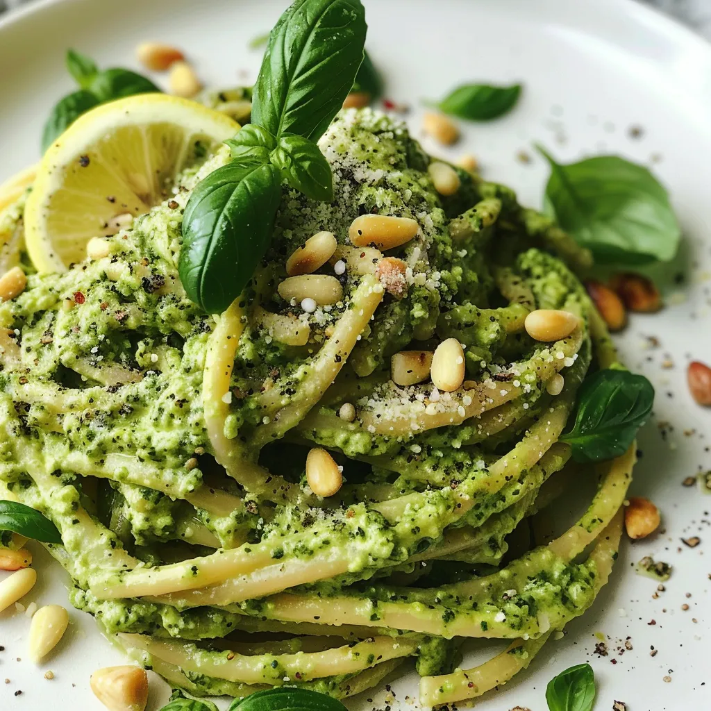 Pâtes avec Pesto Brocoli et Tofu Crémeux Citronné