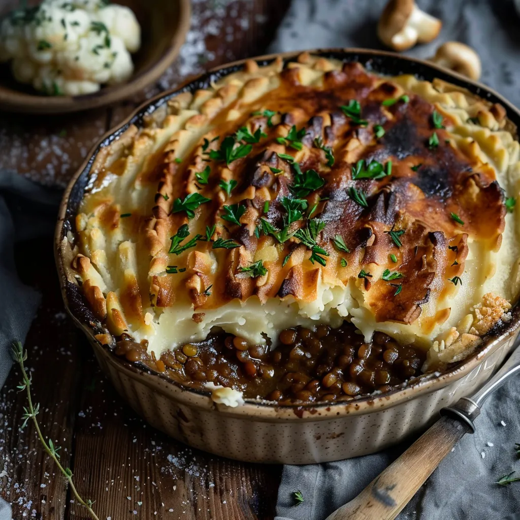 Hachis Parmentier aux Shiitakés et Lentilles - Recette Végétarienne Gourmande