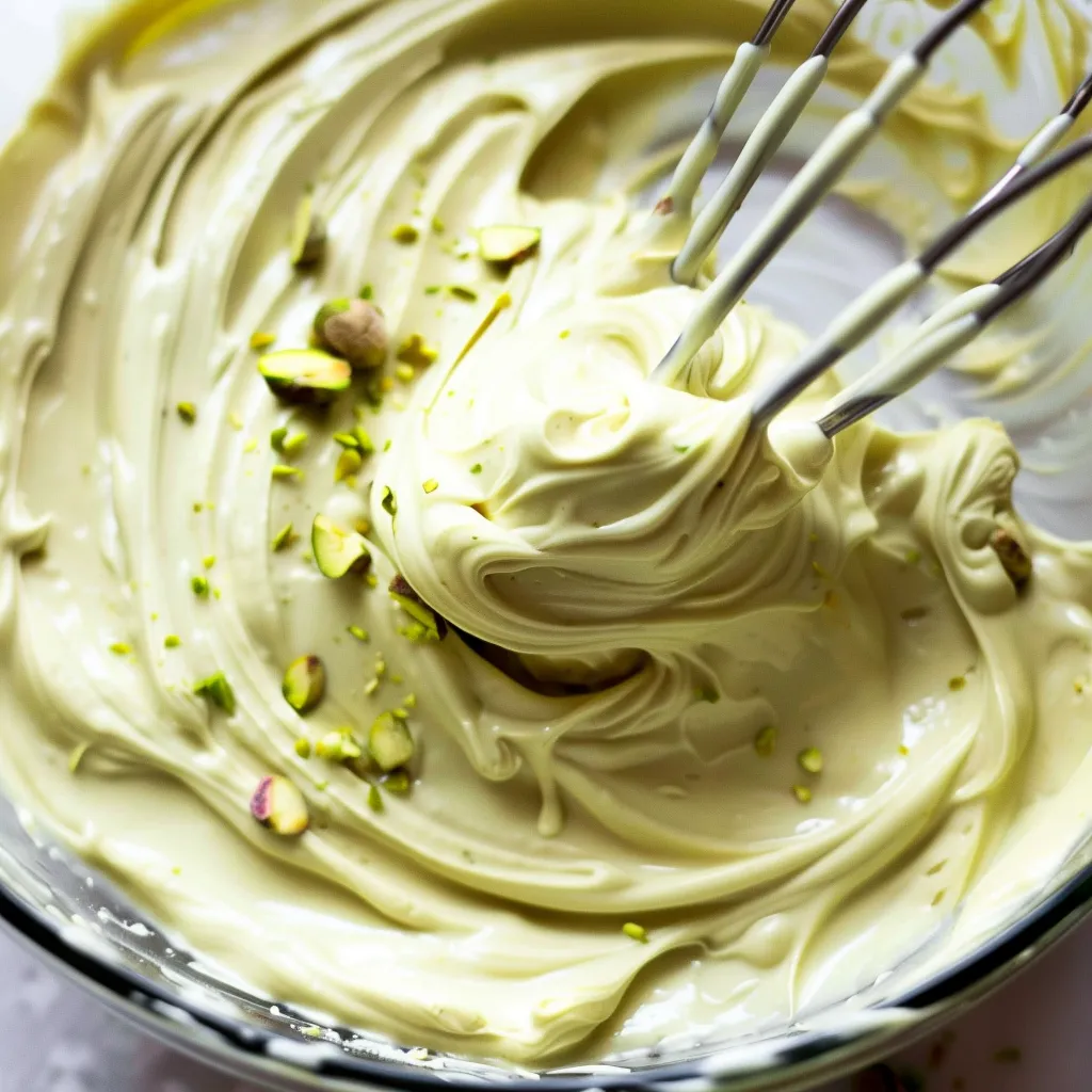 Ganache Fouettée au Chocolat Blanc et Pistache - Recette Facile et Délicate