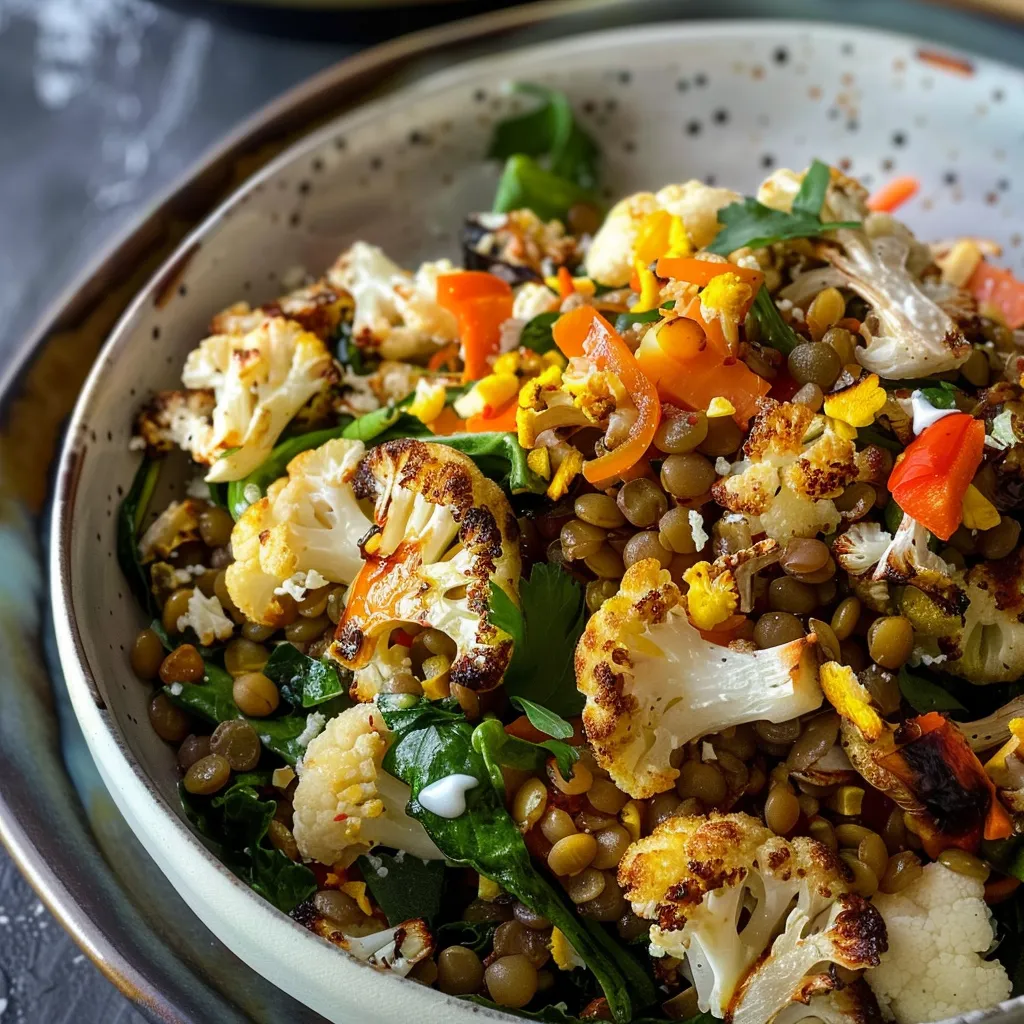Salade de Lentilles au Chou-fleur Rôti - Recette Végétarienne Gourmande