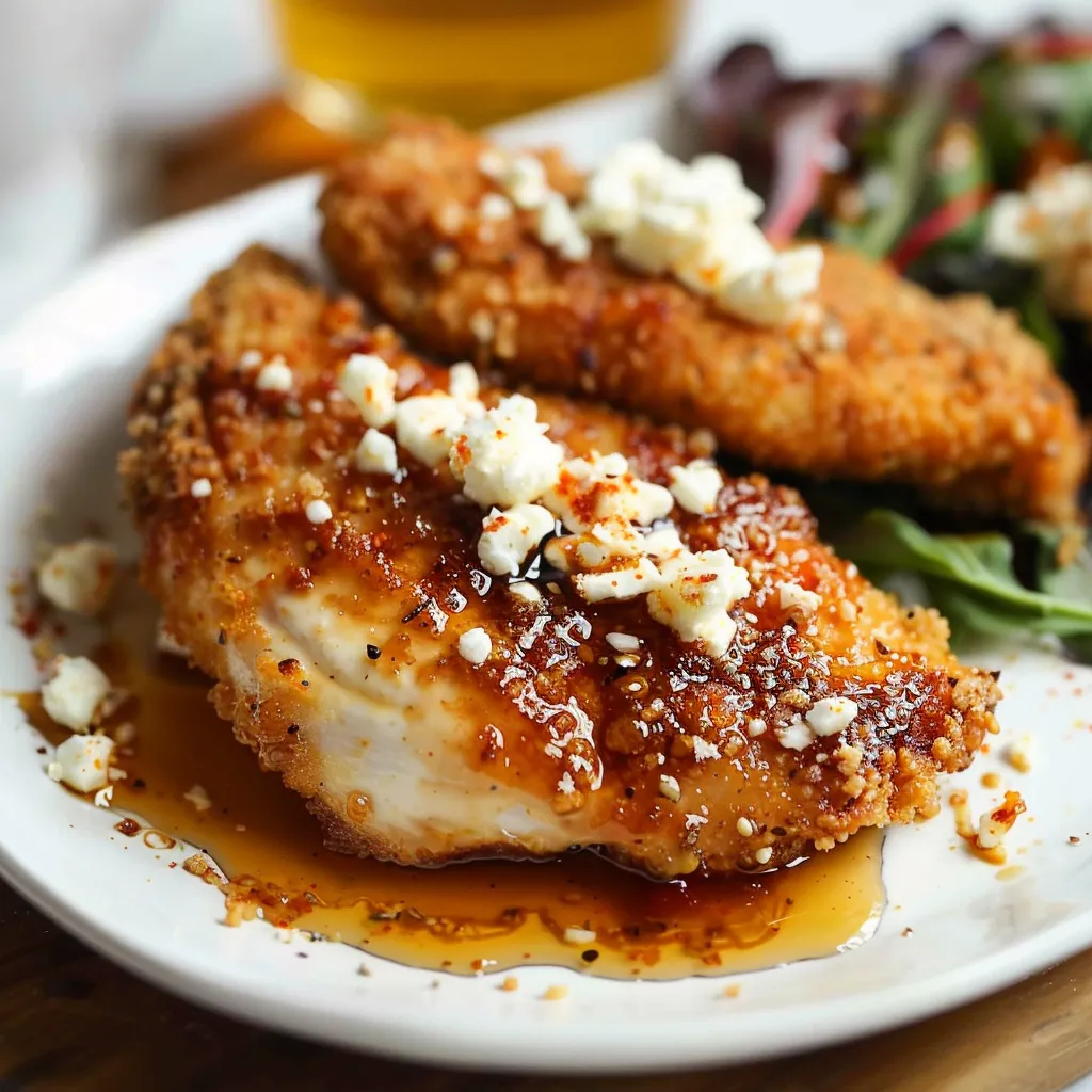 Recette de Poulet Croustillant au Feta et Miel Piquant