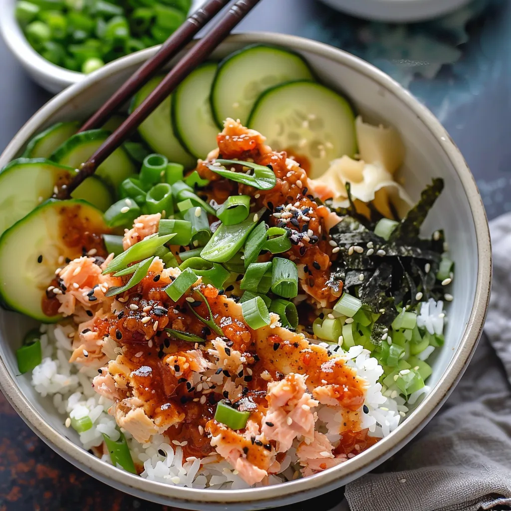 Thon épicé avec Riz doré croustillant en Bol