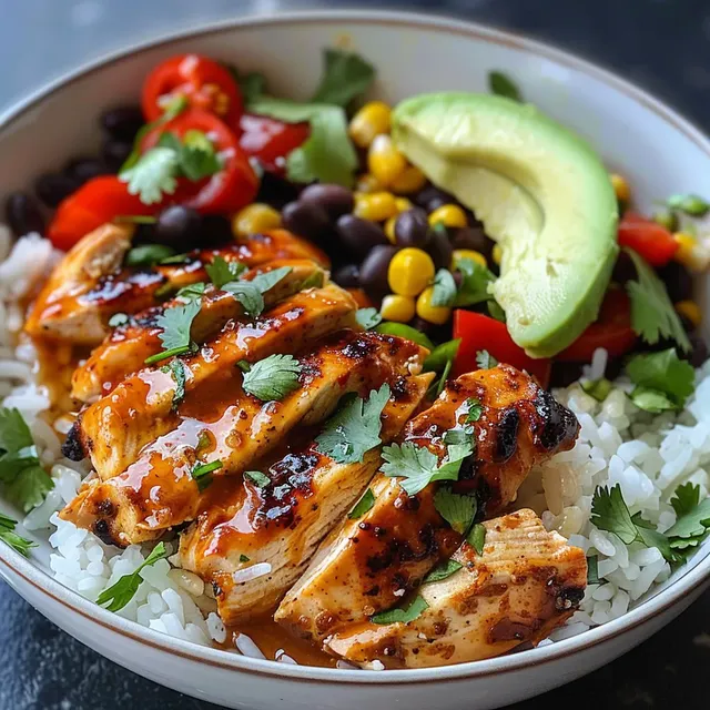 Riz avec Poulet Miel et Sauce Piquante